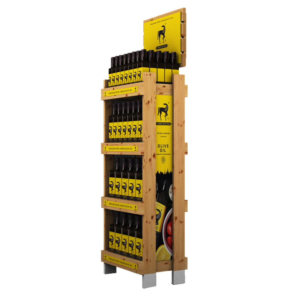 Wooden Retail POP Display for Olive Oil Wooden Retail POP Display for Olive Oil